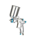 Heavy Duty Pneumatic Paint Sprayer With 400Cc Metal And Plastic Cups For Cars And Trucks Includes 1.3Mm And 1.8Mm Nozzles, silver spray gun angle with metal cup.