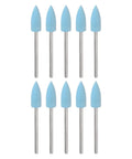 Ten Pro Grade 6mm Rubber Polishing Bits for Rotary Tools with 600 Grit Silicone Buffing Wheels, Tapered Shape, 2.35mm Shank