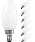 Dimmable E12 LED Candelabra Bulb 60W Equivalent, 550 Lumen Filament Candle Bulb C11, Frosted Glass, set of 6.