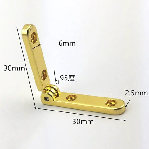 Tough As Nails Zinc Alloy Hinges For Jewelry Boxes And Wooden Keepsakes, 10 Pack, 30x30x6mm, 95 Degree Opening, gold finish close-up