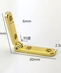 Pro-Grade Zinc Alloy Jewelry Box Hinge Set For Wooden Boxes With 95 Degree Opening 30x30x6mm side view with dimensions
