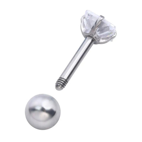 Clear Cubic Zirconia Star Stud Earrings 16G 4mm CZ With 4mm Ball Back Screw Post Stainless Steel Unisex Nose Helix Cartilage Ear Lobe Jewelry Dope Sparkle For Everyday Wear, shown with screw post and ball back