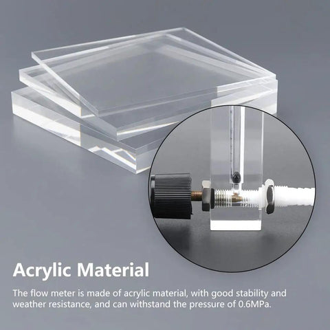 Oxygen Air Gas Flow Meter With Control Valve 1-10 LPM, showcasing durable acrylic material and easy hose barb connection
