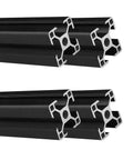 T Slot Aluminum Extrusion 3030 Black Set Of 4 1000mm Rails, showing detailed cross-section for CNC DIY projects and builds.