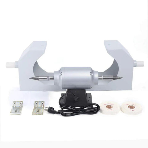 Shop Ready 3000 RPM Rotary Polisher With 550 Watt Copper Motor Heavy Duty Bench Buffer with steel frame and polishing wheels.