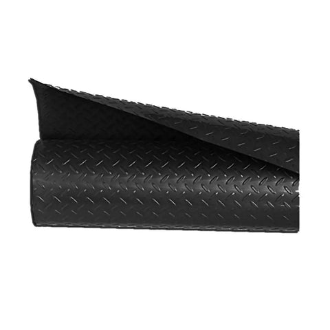 Black Plastic Floor Runner Protector With Diamond Plate Embossed Texture For Slip Resistance, 27 Inches Wide By 12 Feet Long
