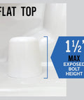 Universal Fit Tall Toilet Bolt Caps Fit 1/4 Inch Or 5/16 Inch Bolts, flat top design, 1.5 inch max exposed bolt height