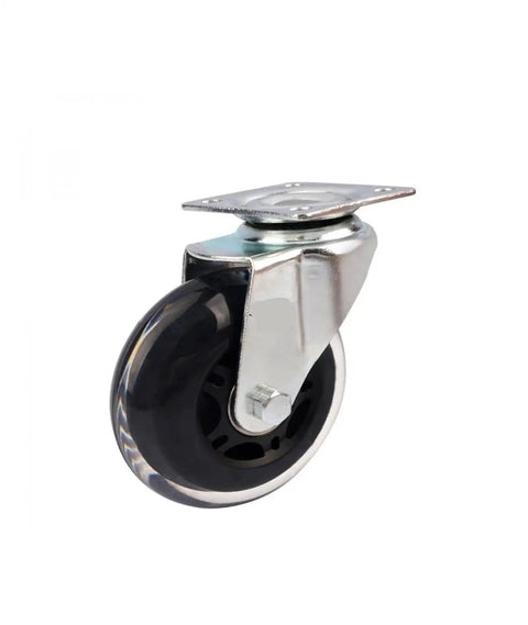 3 Inch PU Stem Casters Universal Polyurethane Wheels For Office Furniture Black Heavy Duty Swivel Casters, side view