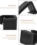 Close-up of Rattan Furniture Clips 8 Pack For Outdoor Wicker Sofas Easy To Install And Remove, showing black material and design.