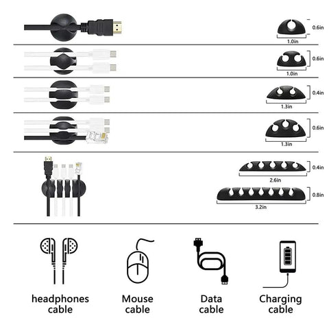 Ultimate 173 Piece Cable Management Kit With Heavy Duty Adhesive Wall Clips And Secure Cord Ties showing various cable clips and sizes.
