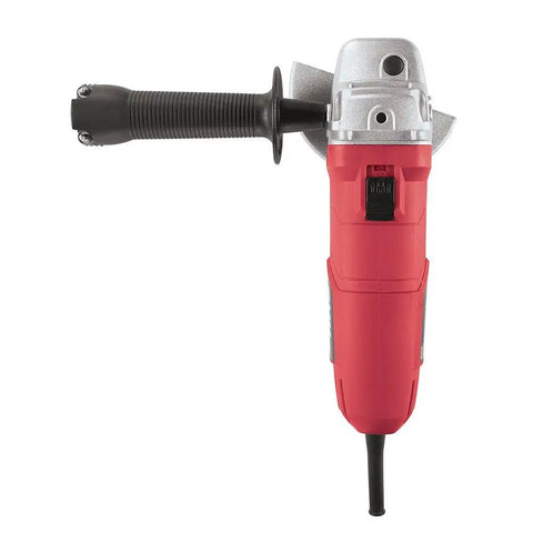 Workhorse 6 Amp 4-1/2 Inch Angle Grinder With 11000 RPM Tool Free Guard Heavy Duty Metal Gear Housing Compact Grip For Easy Control Vibration Reducing Handle And Wrench Storage For Quick Smooth Grinding