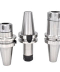 Three Heavy Duty Bt40 Spindle Tool Holders with Er16 Collet Chuck for Clean Cnc Milling Jobs and Precision Tolerance.