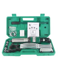 Heavy Duty 10 Ton Hydraulic Gear Puller Wheel Bearing Separator With Adjustable Pump Kit in green case with tools and instructions.