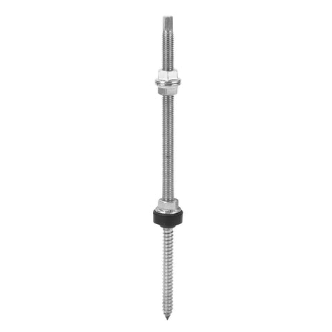 Rock Solid Four Pack Stainless Steel Double Head Screws For Solar Panel Mounting, heavy duty with dual threaded design.