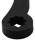 Close-up of black Pry Bar Wrench Adaptor Head for Half Inch Drive Crowbar Adapter Open End Wrench Pro Grade Hardened Steel.