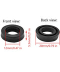 Three Piece O Ring Assortment Kit For High Pressure Cleaning Machines And Industrial Systems, Includes Heavy Duty 12x20x5mm And 12x20x5.3mm Seals For Pumps, Compressors, Pipelines, Automotive, And Low Pressure Hydraulics. Black rubber O-ring seal shown front and back, 12x20x5.3mm