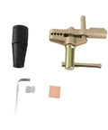 Heavy Duty 600A Brass Welding Ground Clamp With Screw Connection For All Copper Cables Anti Oxidation Heavy Metal Jobs Like Ship Yards parts including clamp, cap, and tools.