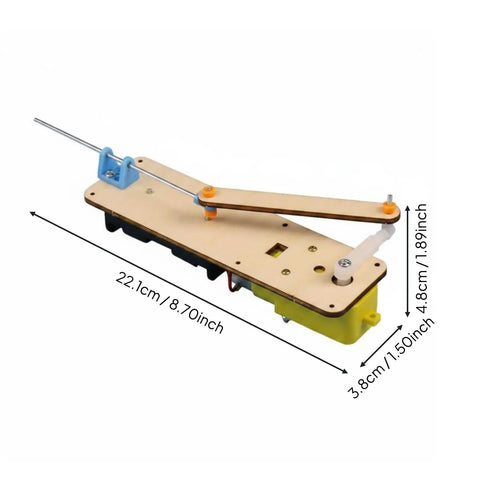 Reciprocating Linkage Linear Motion Demonstration Kit for Classroom Use, Desktop Mechanical Rod Assembly With Extendable Arm System, Hands On Physics Project for Students and Teachers, 22.1cm wooden base