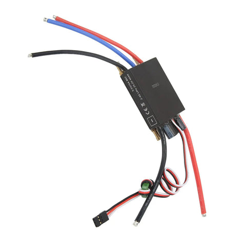 70A Brushless RC ESC Waterproof With Built In BEC For RC Boats And Airships shown with wires and connectors