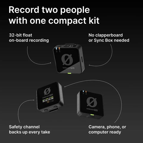 Wireless Pro Compact Wireless Microphone System With Timecode And 32 Bit Float Onboard Recording features and compatibility.