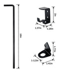 Heavy Duty Cane Bolt And 18 Inch Drop Rod Kit Built Like A Tank With Black Powder Coating For Outdoor Wood Fence Gates, showing 18 inch rod and mounting brackets.