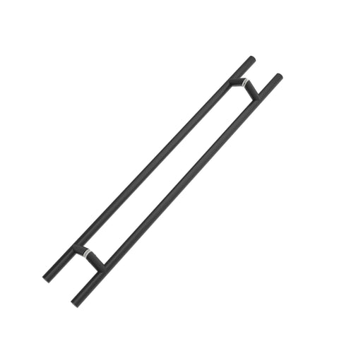 Offset Double Sided Door Pull Handle Built To Last In Matte Black 48 Inch Length 304 Stainless Steel Round Bar Ladder Style Push Pull For Heavy Duty High Traffic Entrances, paired view