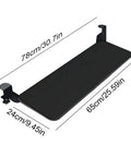Hella Sturdy Under Desk Keyboard And Mouse Tray Pull Out Sliding Platform With Secure C Clamp Mount System Instant Install Height Adjustable For Ergonomic Workstation dimensions shown on black tray