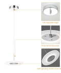 Insta Worthy Modern Chrome Pendant Light With 6000K LED Ceiling Fixture showing adjustable height and frosted shade details
