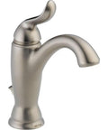 Linden No Fuss Single Hole Bathroom Faucet In Brushed Nickel With Diamond Seal Technology Single Handle Design Metal Drain Assembly InnoFlex PEX Supply Lines Included Durable Build Model 594 SSMPU DST side view
