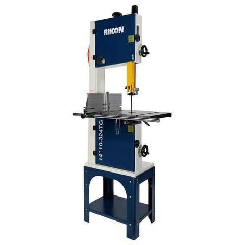 No Sweat Setup 14 Inch Open Stand Bandsaw Rigged Solid With Toolless Thumbscrew Bearing Locks and 29 Inch Fence Rail.