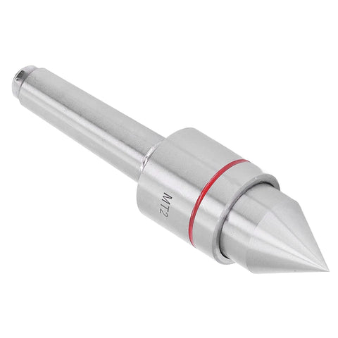 MT2 live center with 60° conical tip, high-carbon steel body, red ring