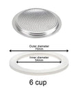 Long Lasting Silicone Gasket Seal For Espresso Moka Pot Replacement, 6 cup sieve and flexible rubber seal, inner 54mm, outer 70mm