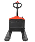 Massive 4400 Lb Electric Pallet Jack Truck With Lithium Battery And 48 Inch Forks For Heavy Material Handling In Warehouses and Supermarkets Plus Easy Ramp Climbing Power front view.