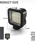 Product size image of Underwater Video Fill Light With 49 LED Beads, 5000 Lux At 20cm, 7 Modes RGB, 30m Waterproof Dive Light For Action Cameras And GoPros