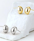 Chunky Half Ball Stud Earrings For Women With Gold Tone Finish Hypoallergenic Minimalist Oval Cartilage Studs Brass Base With 925 Sterling Silver Post Nickel Free And Lead Free Gift Velvet Pouch, gold and silver pairs