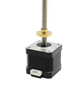 NEMA 17 stepper motor with lead screw for 3D printers and CNC machines, featuring brass nut and plug-and-play connection.