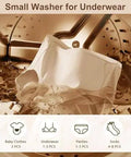Apartment Ready Mini Washer And Dryer Combo Delivering No Sweat Cleaning Through Intuitive Touchscreen Interface Portable Two In One Laundry Solution With Stainless Steel Drum Plus Easy Flush Filter For Fresh Fabrics displaying a small washer for underwear with various clothing items.