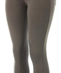 Tara High Waist Silicone Knee Patch Horse Riding Breeches For Women, Steel Grey, Size 26, front view showing high rise and knee grip
