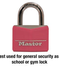 Pink Covered Aluminum Keyed Padlock With Steel Shackle For Gym Or School Lockers One And Nine Sixteenth Inch Lock Body