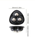 Top and side views of Four Pack Matte Black Swivel Caster Wheels featuring silent stainless steel bearings and 360 spin performance.