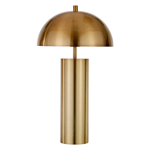 27 Inch Tall Brass Table Lamp With Metal Dome Shade For Nightstand Or Desk, Durable Metal Construction, Focused Downlight For Reading