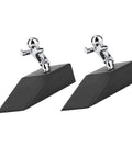 Set Of 2 Cute Door Stopper Wedges, Decorative Rubber Door Stops For Home And Office, Sturdy Zinc Alloy Base With Rubber Tip, angled view