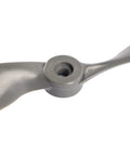 2 Vane Direct Drive Nylon RC Propeller Set in Gray with Adapter Rings, close-up view, CW direction, smooth surface detailing.