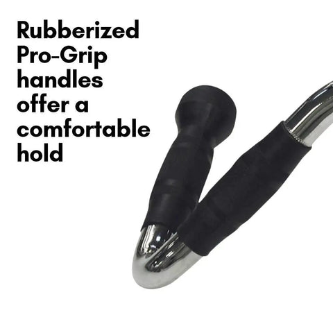 Pro-Grip Multi Bar Cable Attachment With Rubber Grips for seated rows and more, showcasing rubber handles for comfort