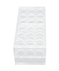 Acrylic Test Tube Rack With 18 Well Holder For 17Mm Tubes, Highly Polished Surface, Lab Grade Organizer, top view, empty slots.