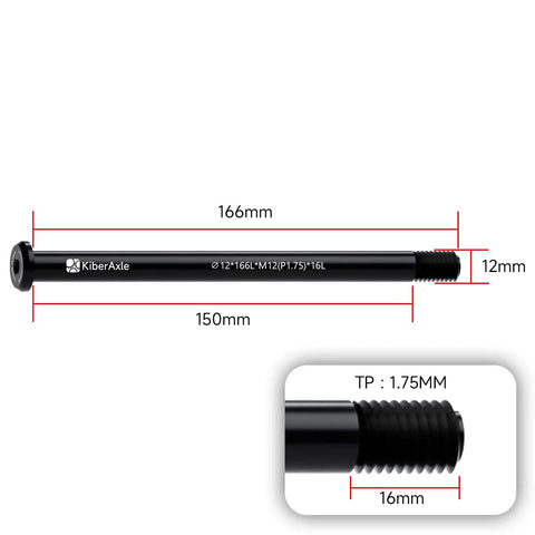 12mm Thru Axles For Bike Forks And Rear Shocks, Lightweight Aluminum Alloy Hub Adapter, 1.75mm Thread Pitch, 166mm Length