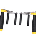 One Pair Heavy Duty Gypsum Board Lifter Designed For No Sweat Handling Of Glass And Ceramic Tile Panels With Adjustable Angles And Slick Grip For Effortless Job Site Moves featuring ergonomic black and yellow handles.