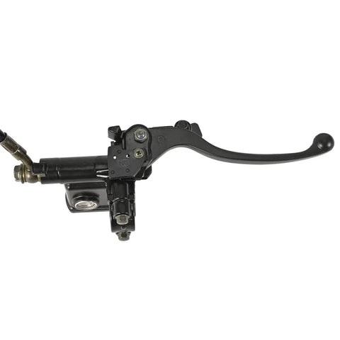 Side view of Rear Hand Hydraulic Disc Brake Master Cylinder Caliper Assembly with brake pads for Chinese ATV Quad Fit TaoTao Sunl Roketa NST Cool Sport 50cc 70cc 90cc 110cc 125cc Compatible With Most Chinese Brands Like Baja Coolsport Kazuma Roketa Taotao Sunl For.