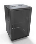 Built Tough 18U 19 Inch Server Cabinet Heavy Gauge Steel Network Rack Enclosure with secure lock front panel and ventilation.