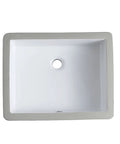 Lincoln Undermount Ceramic Basin Sink in Glossy White, top view, with integrated overflow ring and durable porcelain design.